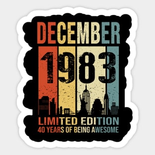 Made In 1983 December 40 Years Of Being Awesome Sticker